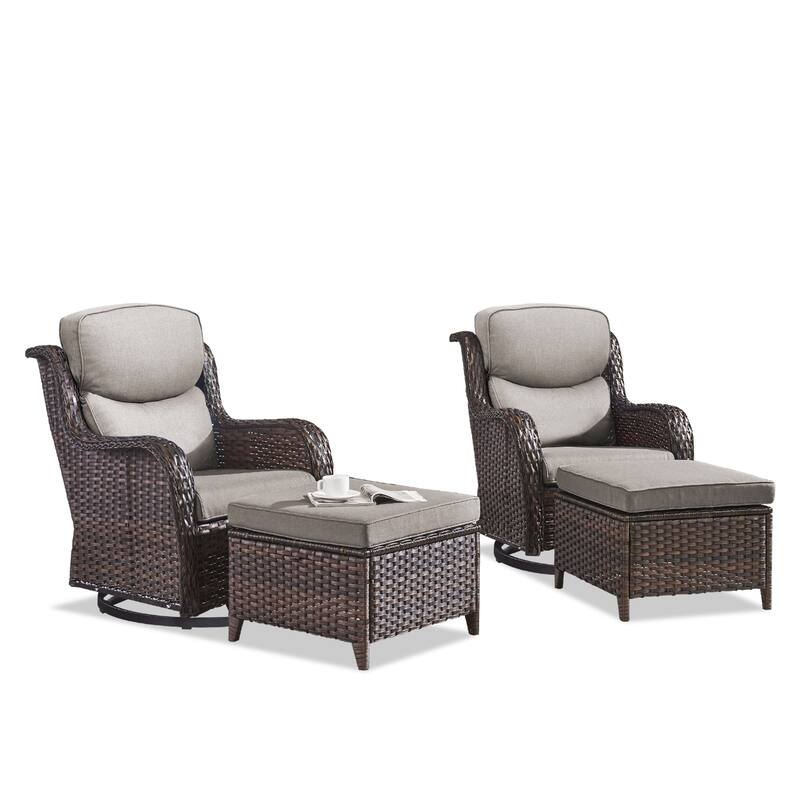 Outdoor Gliders Chairs Swivel Chair Set with 5-Inch Thick Cushions