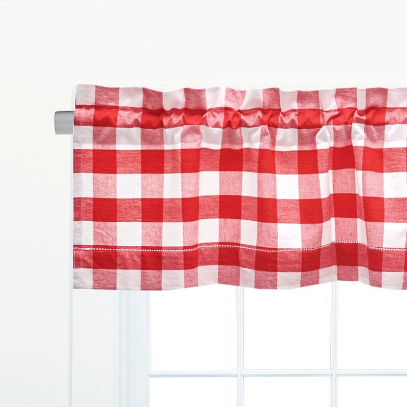 Franklin Check Cotton Window Curtain Valance Set of 2 - 15.5 x 72