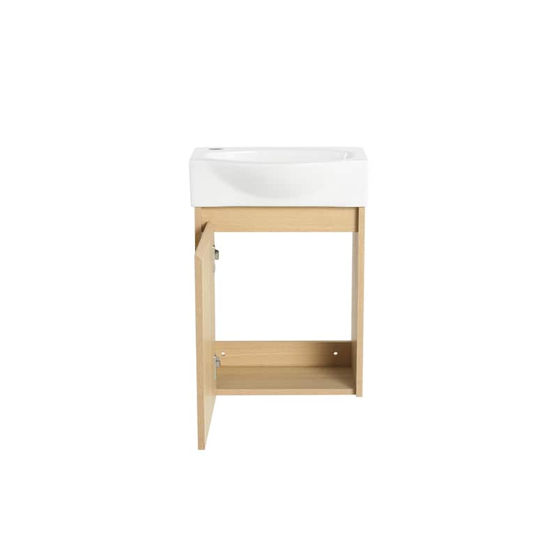 16 in. W x 11 in. D x 22 in. H Single Sink Wall-Mounted Bath Vanity with White Resin Top