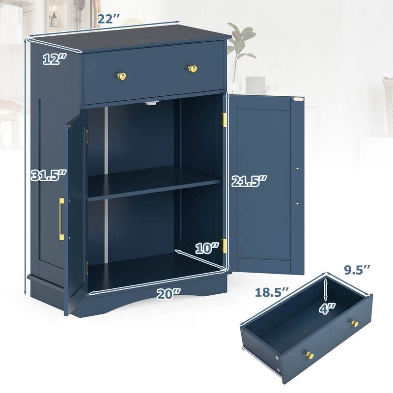 Costway Bathroom Floor Cabinet Modern Storage Cabinet with Large - See Details