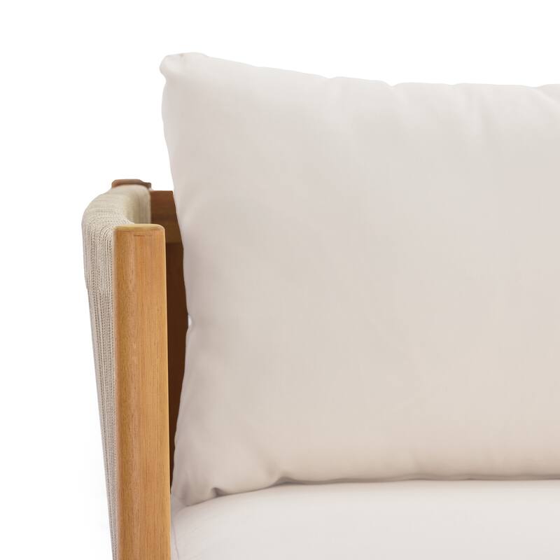 Christopher Knight Home - Outdoor Acacia Wood 4-Piece Patio Sofa Set with Rope Panels and Cushions