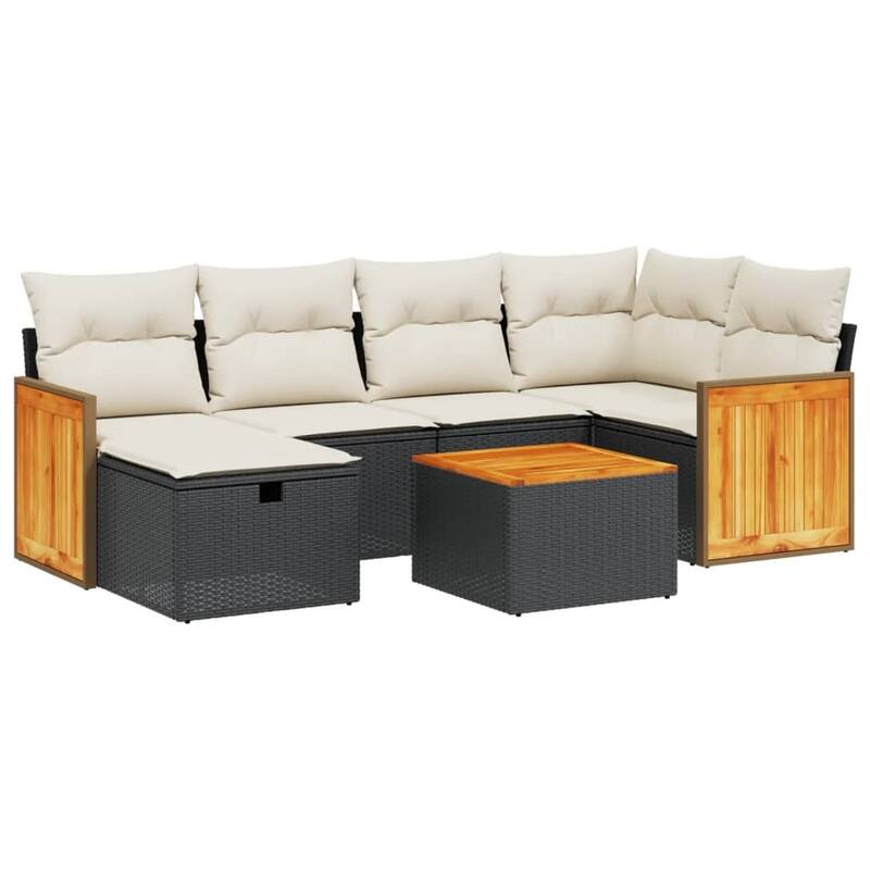 vidaXL Patio Sofa Set with Cushions Outdoor Conversation Furniture Poly Rattan