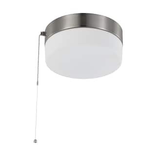 12 Watt 8 inch LED Flush Mount Fixture with Pull Chain Brushed Nickel with Frosted Glass - Brushed Nickel