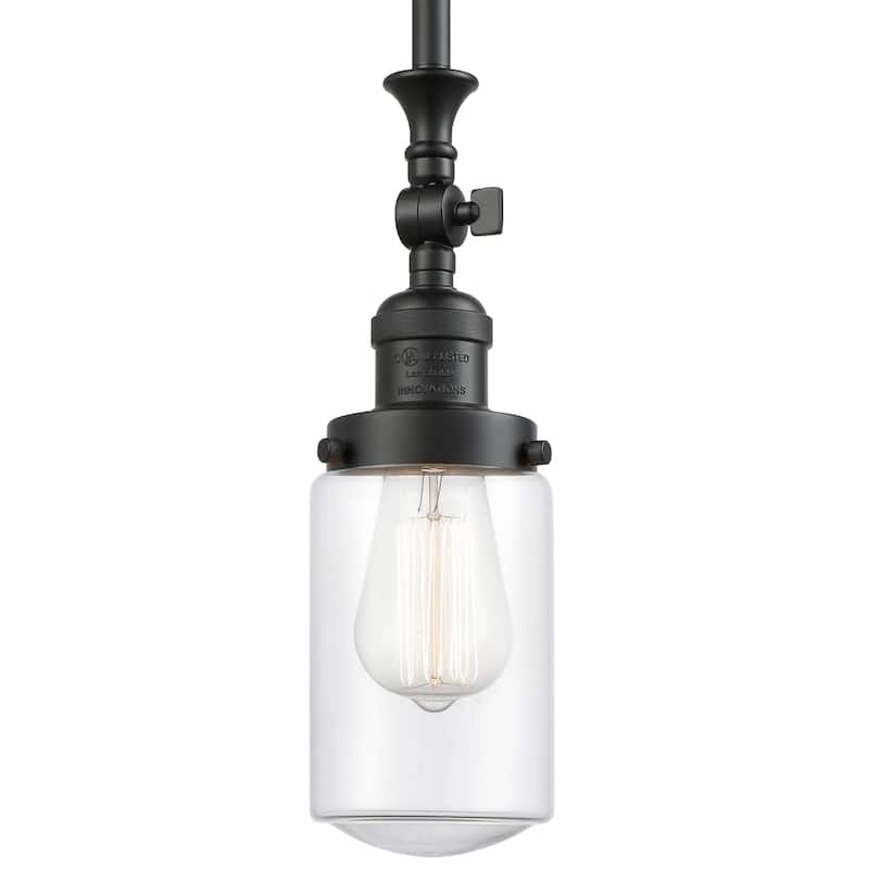Innovations Lighting Dover 5" Wide Mini Rod Hung Adjustable Pendant - Matte Black / Clear