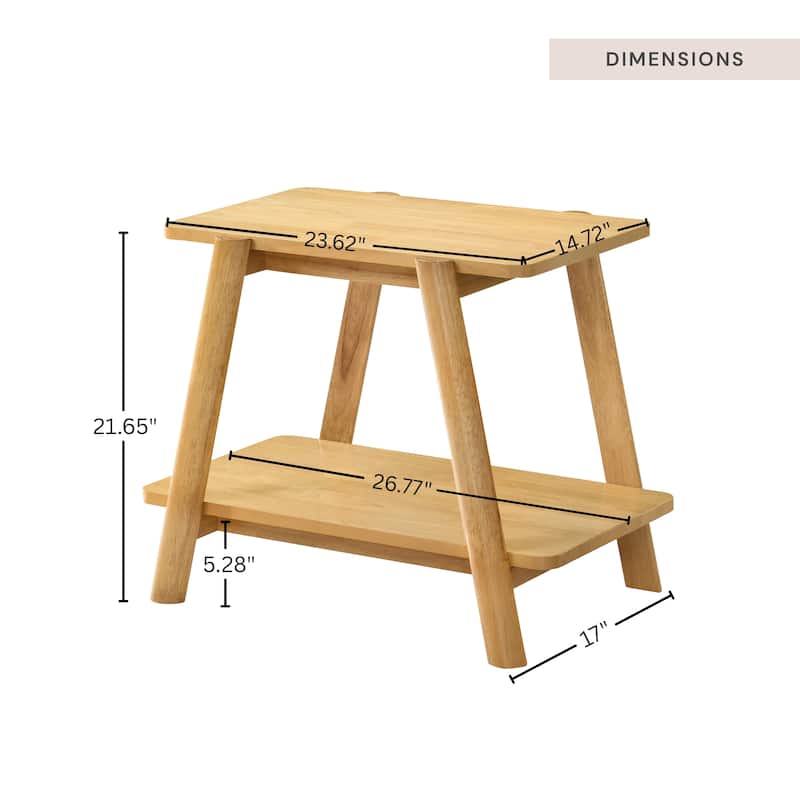 Roundhill Furniture Metz Mid-Century Modern Wood Shelf End Table