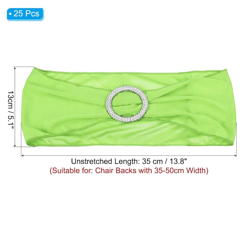 14"x5" Stretch Chair Sashes Bows Chair Bands Sash with Buckle - Light Green - 25 Pcs