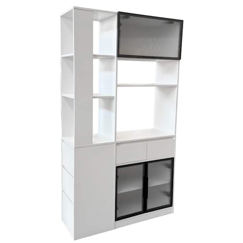 71" Tall Wooden Storage Cabinet for Hallway, Modern Multi-Functional Entrance Organizer