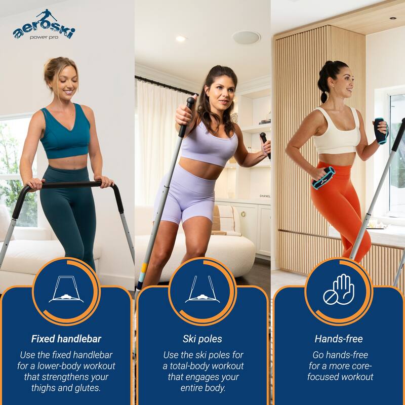 Aeroski 2.0 Ski Fitness Workout Machine with Recoil Spring Resistance, Gray - 50