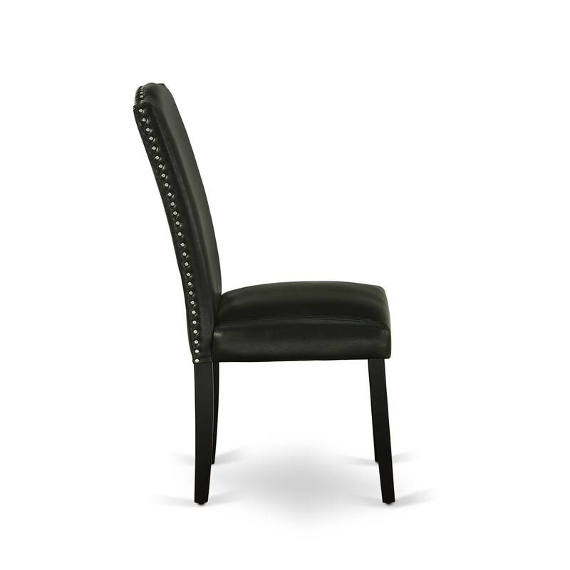 East West Furniture Dining Set-a Dining Table & Black Parson Chairs, Wire brushed Black.(Upholstered & Pieces Options)
