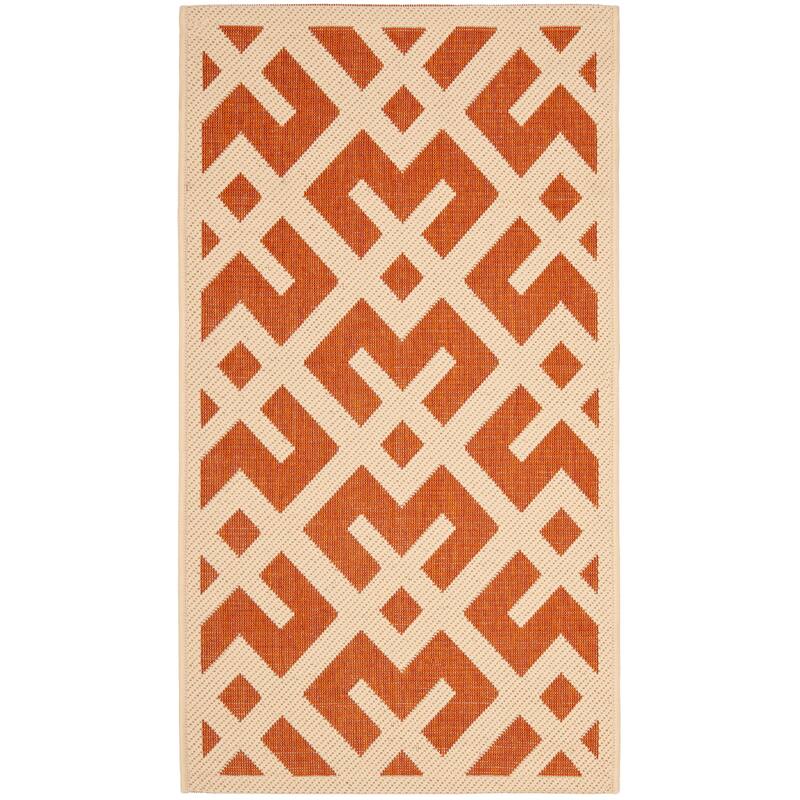 SAFAVIEH Courtyard Sytske Indoor/ Outdoor Waterproof Patio Backyard Rug - 2' x 3'7" - Terracotta/Bone
