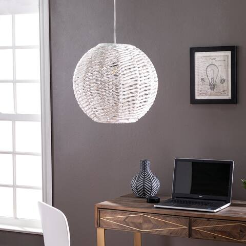 SEI Furniture Cazador Coastal White Woven Fiber Pendant Shade