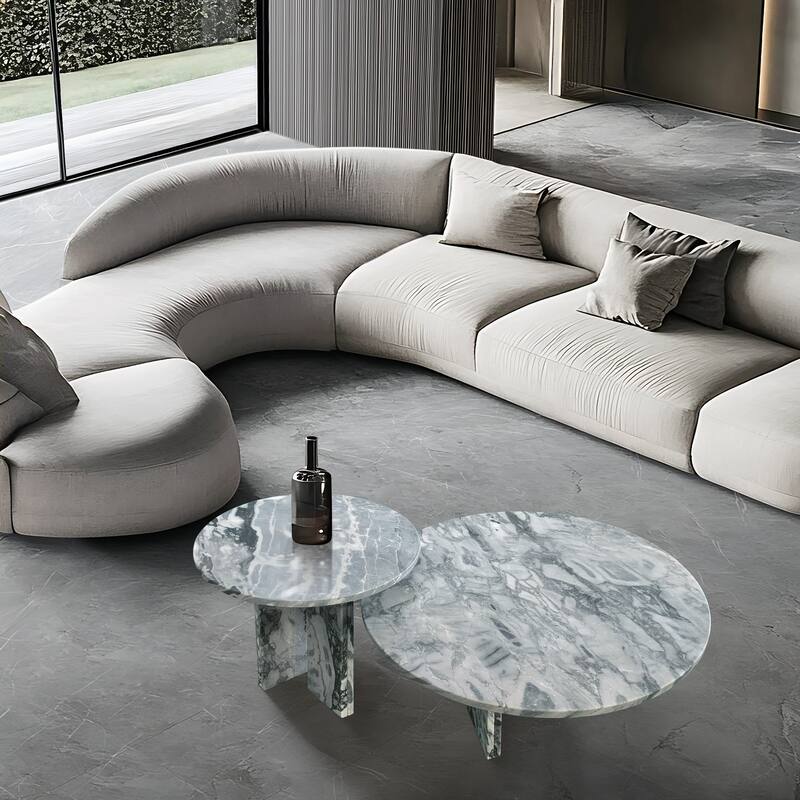 Modern Marble Coffee Table Set Luxury Marble Coffee Table Natural Stone Coffee Table, for Living Room‌, Pink