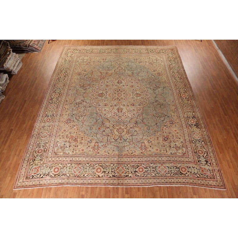 Pre-1900 Antique Tabriz Haj Jalili Persian Rug Handmade Wool Carpet - 14'5" x 17'2"
