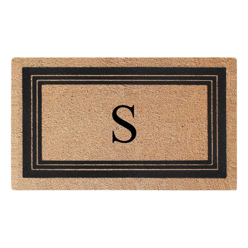 A1HC Natural Coir Monogrammed Entrance Door Mats, Durable Large Outdoor Rug, Non-Slip, Flock Doormat 18"X30" - S