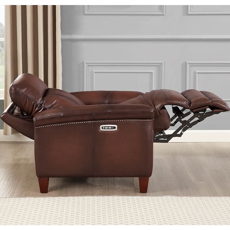 Hydeline Sherwood Zero Gravity Power Recline and Headrest Top Grain Leather Reclining Sofa
