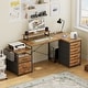 preview thumbnail 11 of 24, 71'' L-Shaped Desk with File Drawers, Reversible Computer Desk with Power Outlets and Smart LED Lights