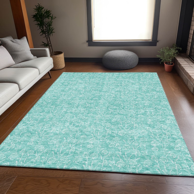 Premium Washable Super Soft Modern Floral Mayfield Rug - Teal - 5' x 7' 6" - Rectangle