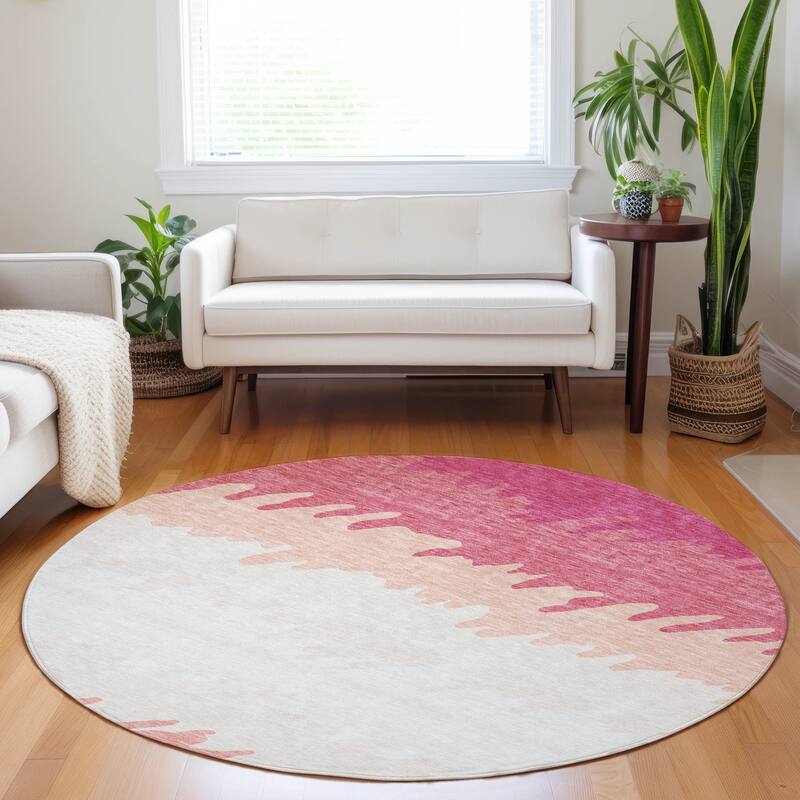 Premium Washable Super Soft Modern Ombre Mayfield Rug - Blush - 8' x 8' - Round