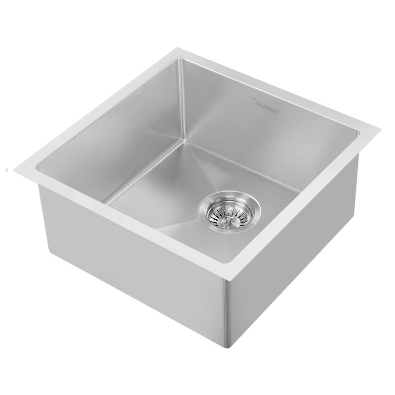 Whitehaus Noah Plus 17-3/4" Single Basin Kitchen Sink for Undermount - Brushed Stainless Steel