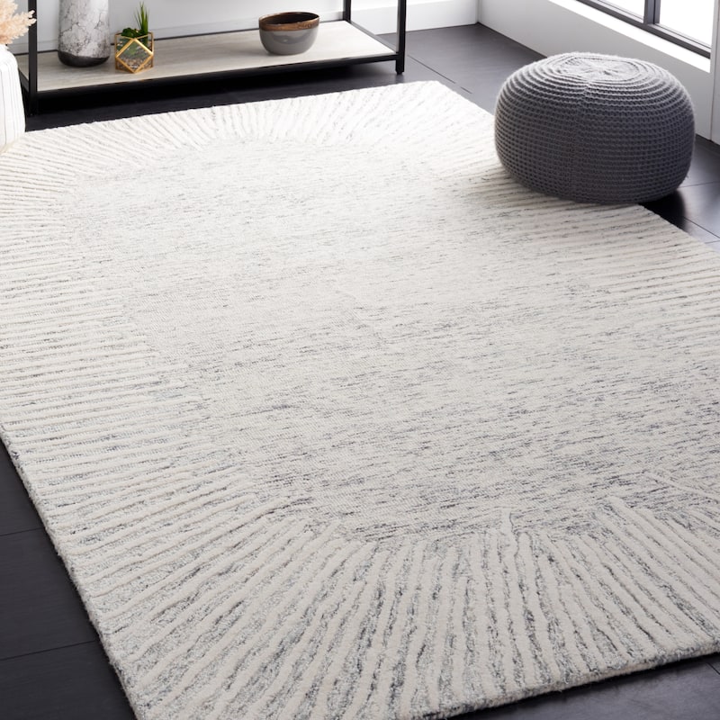 SAFAVIEH Handmade Abstract Deema Modern Wool Rug - 4' x 6' - Grey/Ivory - Rectangle