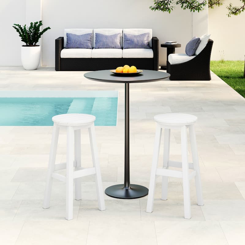 Laguna Hdpe All Weather Outdoor Patio 29" Round Bar Stool (Set Of 2)