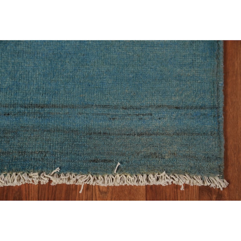 Blue Modern Gabbeh Oriental Rug Handmade Foyer Wool Carpet - 3'0" x 3'10"