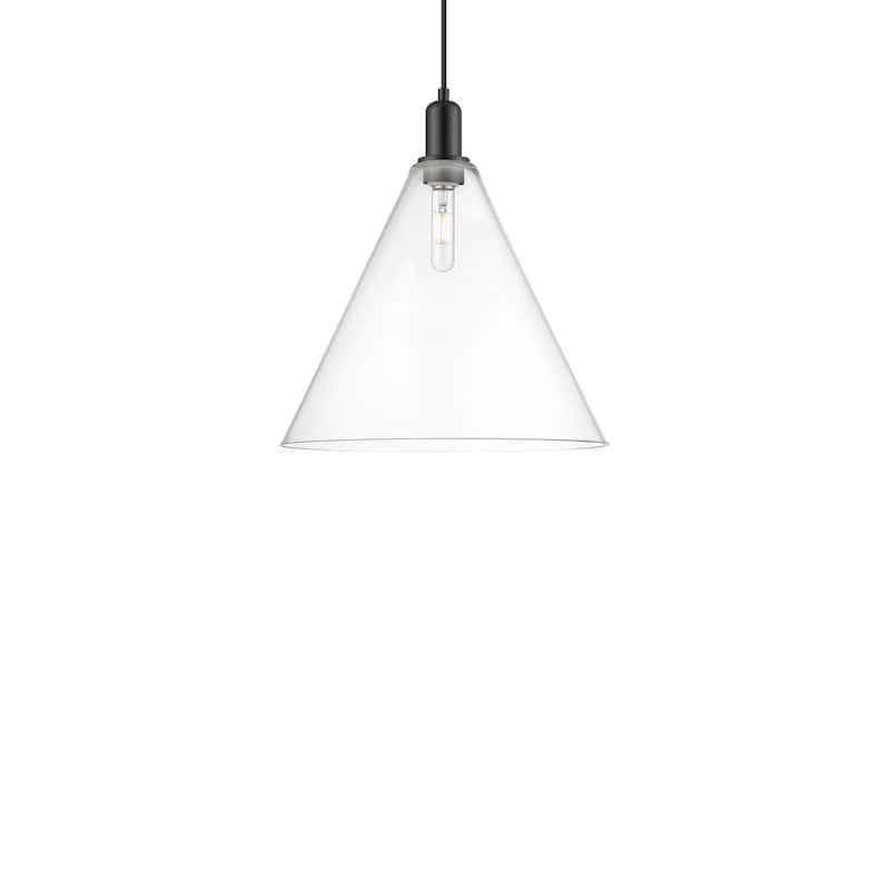 Innovations Lighting 716-1P-18-16 Berkshire Glass Pendant Berkshire - Matte Black / Clear