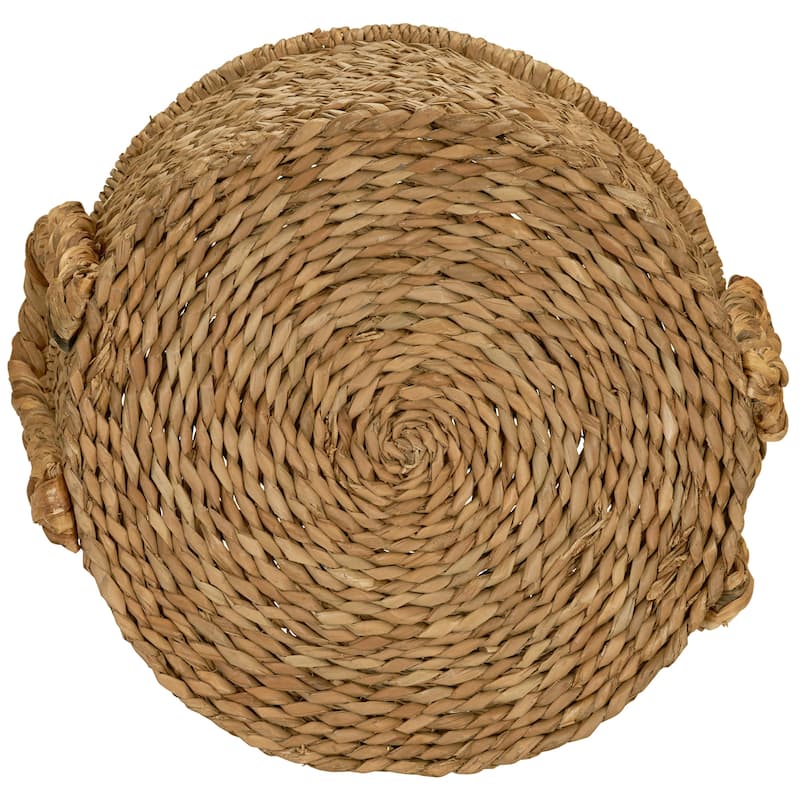 Household Essentials Handwoven Water Hyacinth Storage Basket with Braided Handles - 20.0"L x 20.0"W x 18.5"H