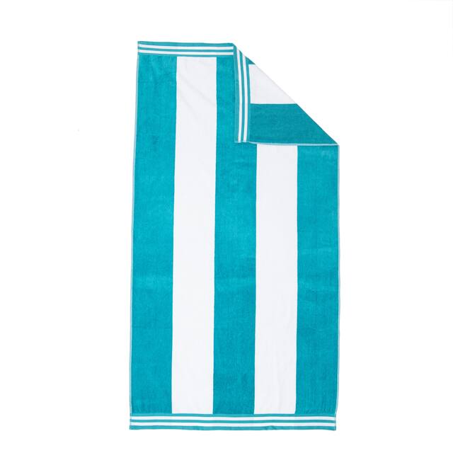 Miranda Haus Winslow Oversized Cabana Stripe 2 Piece Beach Towel - Turquoise
