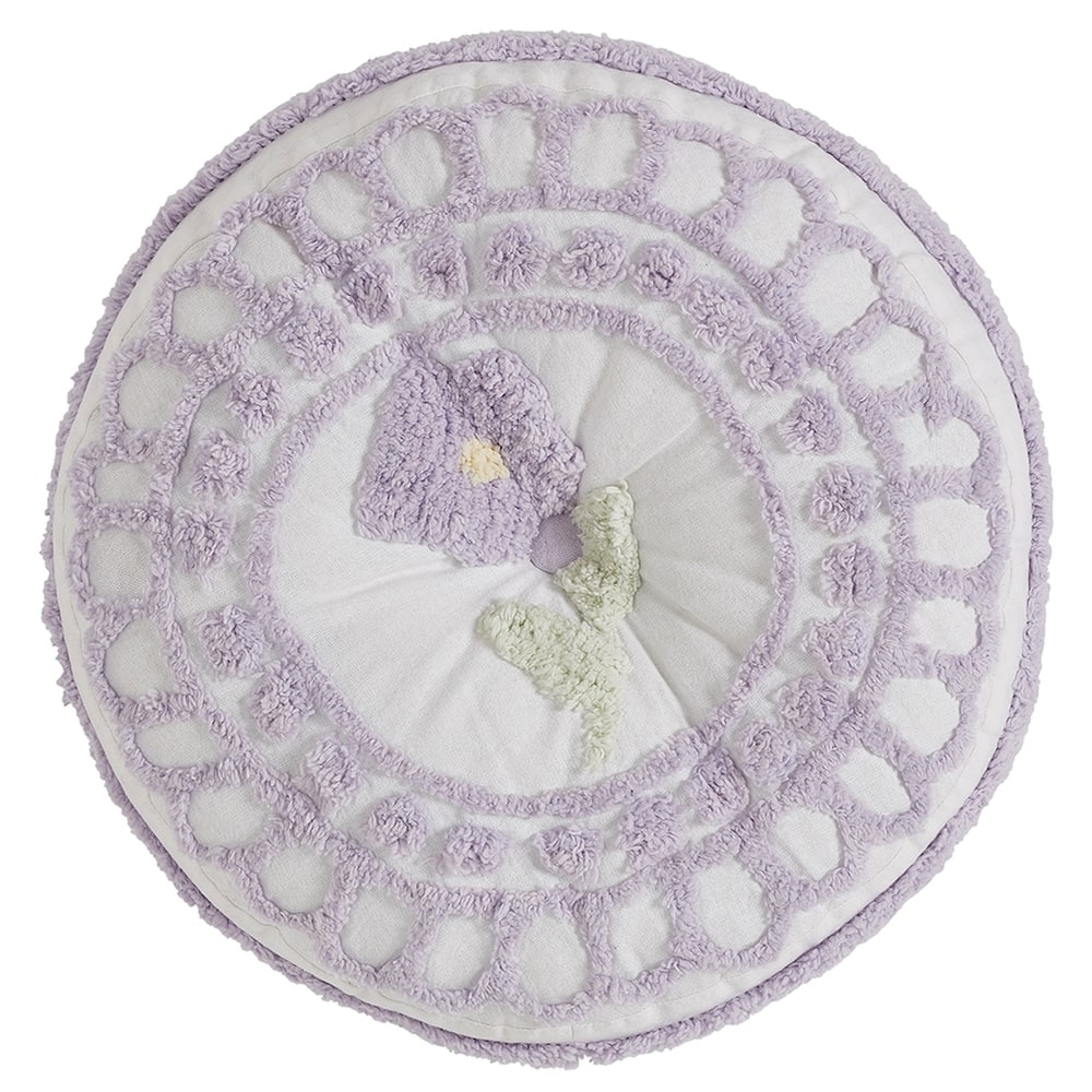 Better Trends Bloomfield Round Pillow 100% Cotton Tufted Chenille in Floral Design