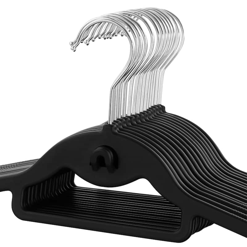 30 Piece Nonslip Rubber Hanger with Ridges and Hanging Tab in Black