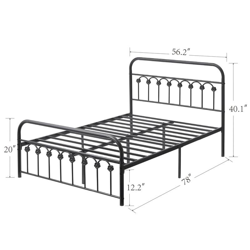 VECELO Industrial Metal Platform Bed Frame with Headboard Twin/Full/Queen/King Size Bed
