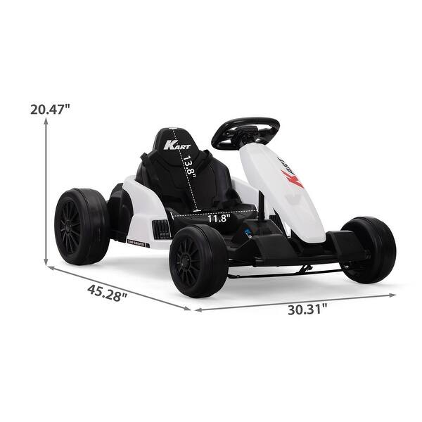 dimension image slide 0 of 2, Kids 24V Go Kart Ride-On Toy with Drift Capability, High Speed, Music, and 5-Point Harness ,Safe Outdoor Electric Car.