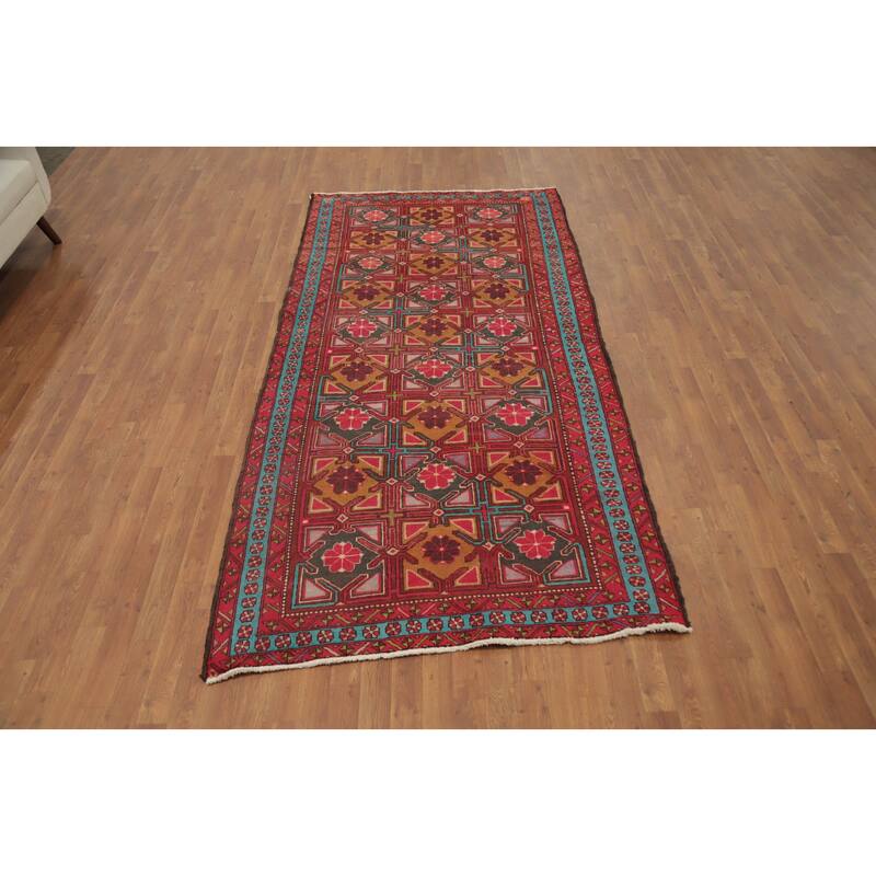 Hand Knotted Oriental 100% Wool Carpet Traditional Geometric Red Ardebil Area Rug - 9' 5'' X 4' 8''