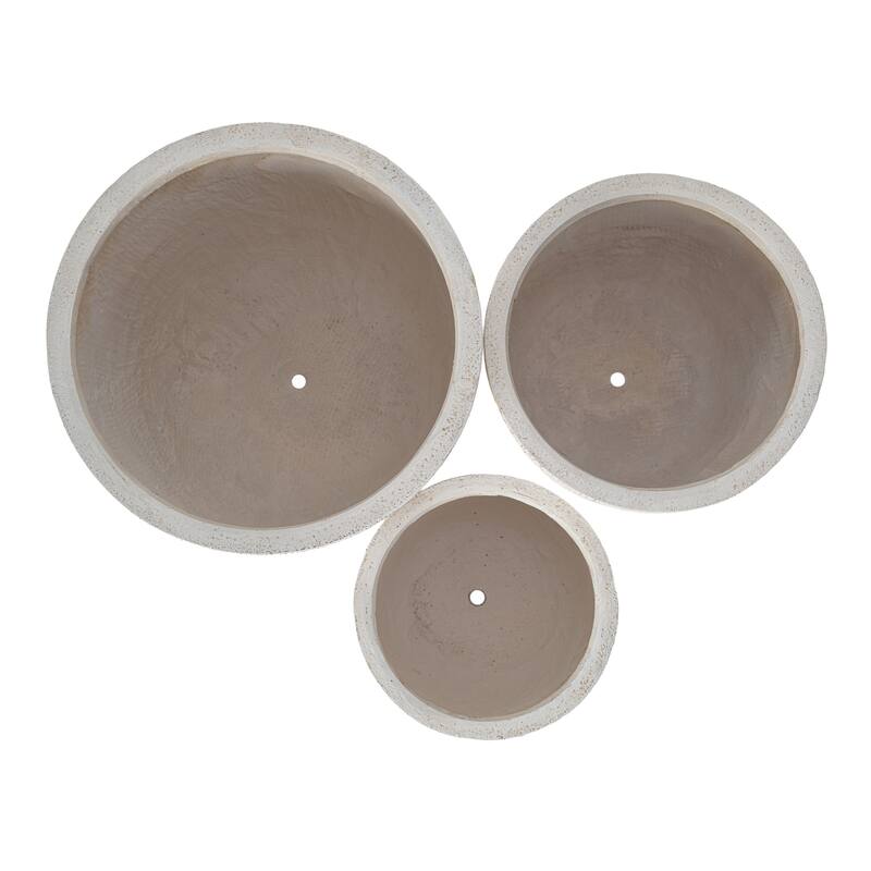 Lightweight Planter Set of 3,16.93"+13.78"+11.02"Dia Round Concrete Stackable Flower Pots with Drainage Holes and Rubber Plug
