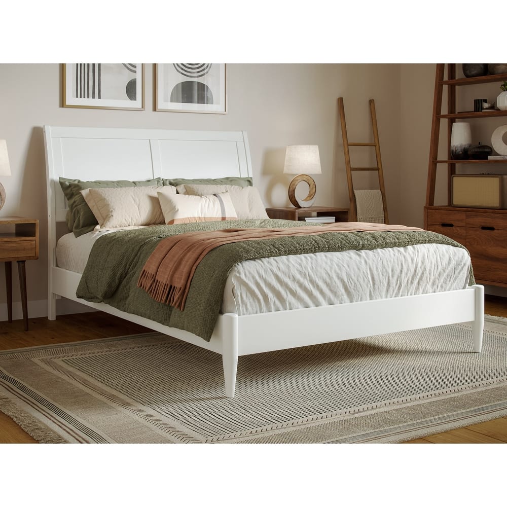 Valencia Solid Wood Low Profile Sleigh Platform Bed