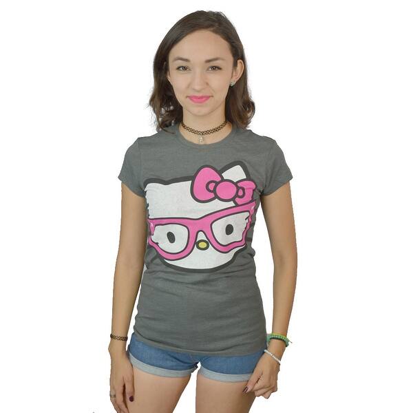 Shop Hello Kitty With Glasses Women S Grey T Shirt Overstock