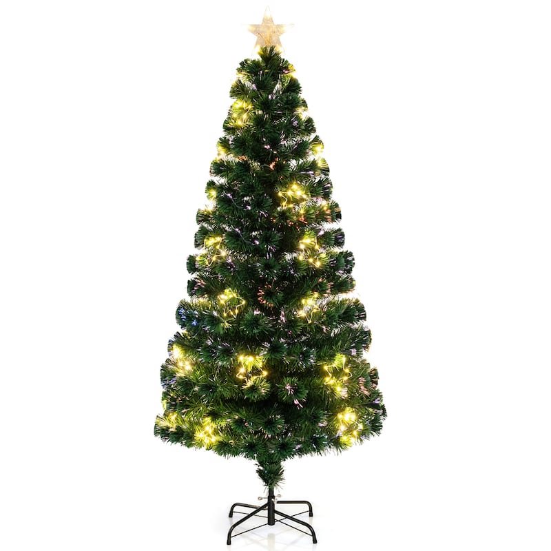 Gymax 4/5/6/7 FT Artificial Xmas Tree w/ 270 Branch Tips 509 Warm - 6 Foot