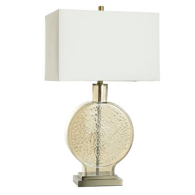 Bahera Gold - Classic Table Lamp - Hammered Glass - White Shade