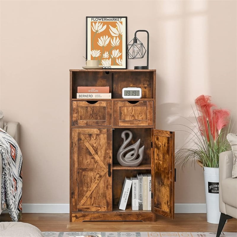 Floor Cabinet with 2 Doors 2 Drawers - 11.4"D x 23.6"W x 42.7"H