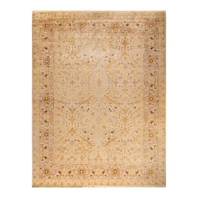 Overton Hand Knotted Wool Vintage Inspired Traditional Ottoman Ivory Area Rug - 9' 1" x 12' 0"