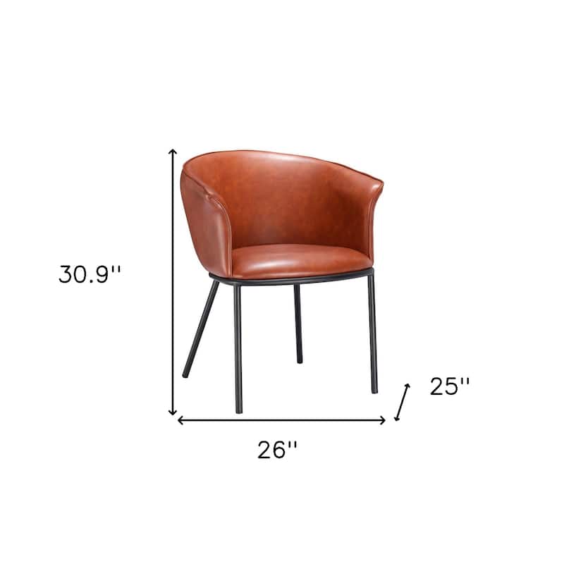 HomeRoots Brown and Black Upholstered Faux Leather Dining Arm Chair - 26' X '30.9' X '25