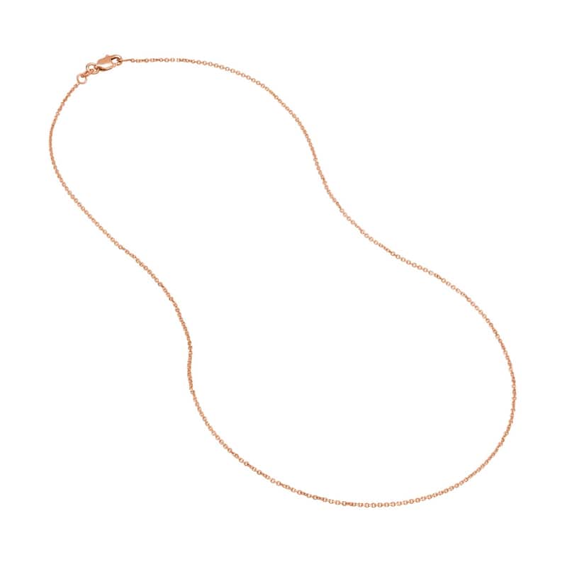 Curata 14k Rose Gold 1.05mm Diamond Cut Cable Chain Necklace (Lobster)