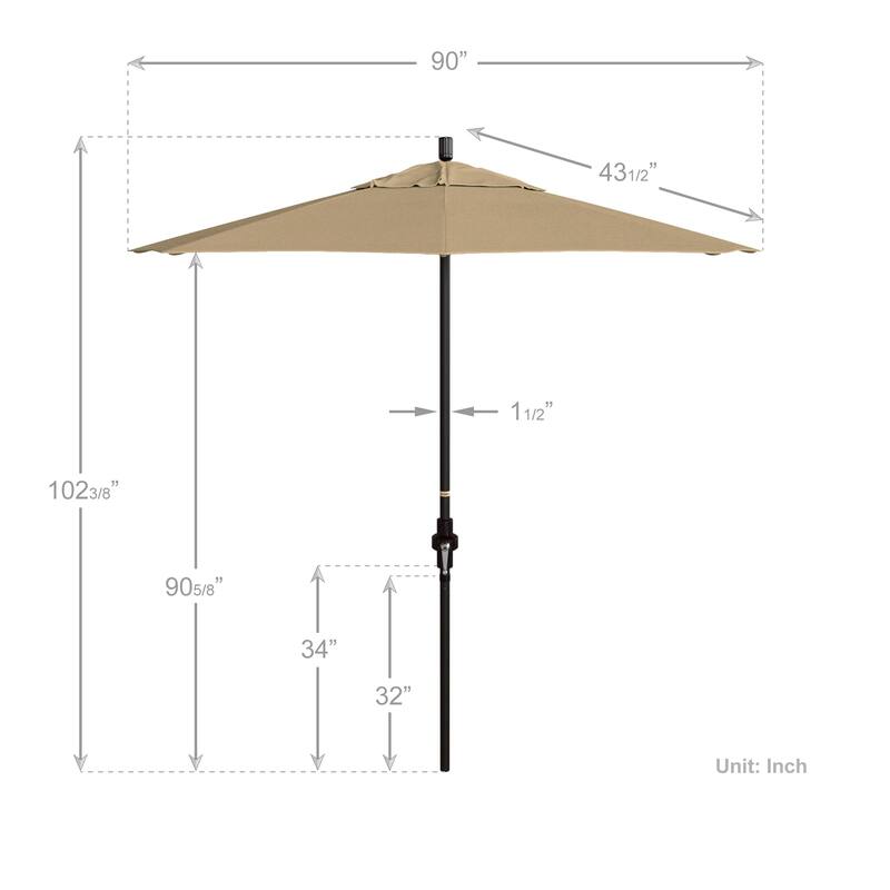 California Umbrella 7.5' Sun Master Patio Umbrella Bronze Aluminum Pole Fiberglass Ribs Crank Lift Tilt Sunbrella Cilantro