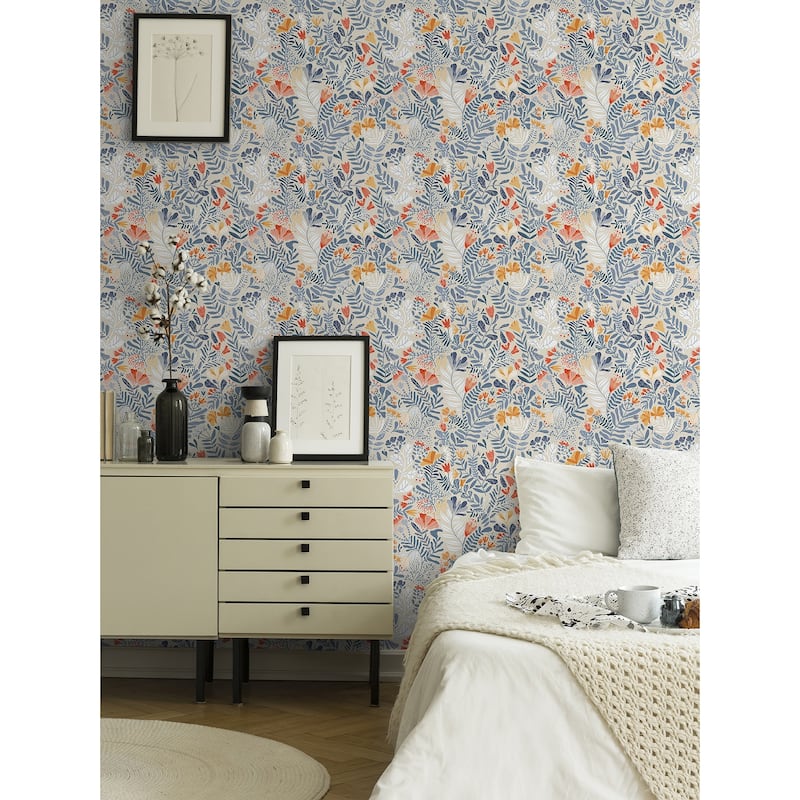 A-Street Prints Brittsommar Light blue Woodland Floral Wallpaper