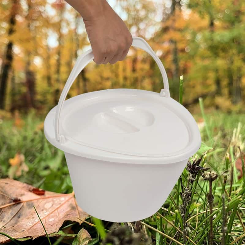 Portable Waterless Toilet with Non-slip Insert Grey Brown White