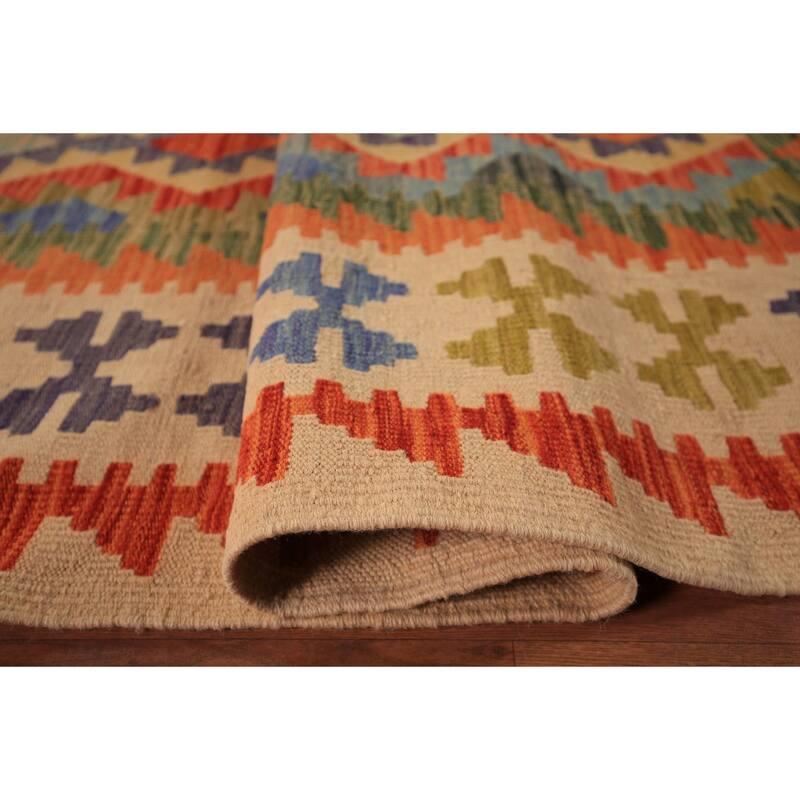 Kilim Oriental Area Rug Living Room Flatweave Wool Carpet - 8'2" x 9'8"