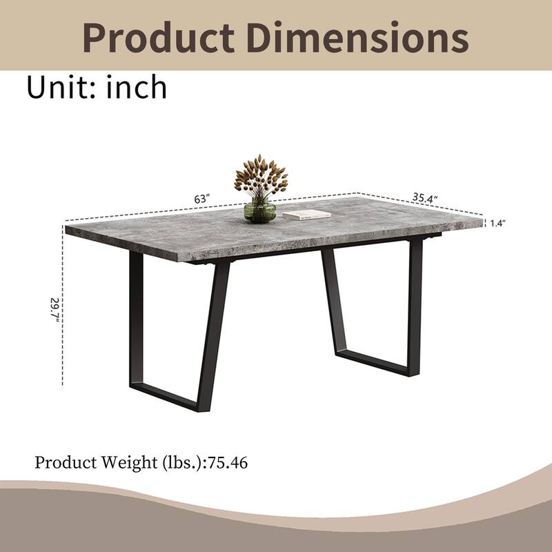 Modern Dining Table with Waterproof MDF Top, Easy to Clean & Assemble