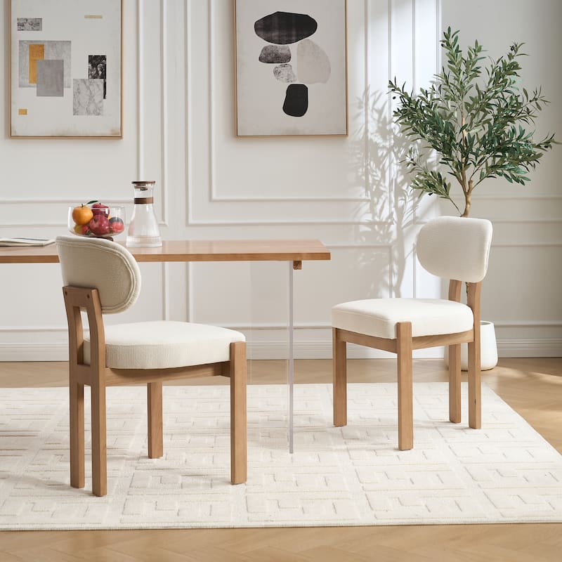 Wooden Dining Chairs Set of 2, Modern Fabric Upholstered Dining Room Chair Kitchen Chairs,Farmhouse Dinner Chair