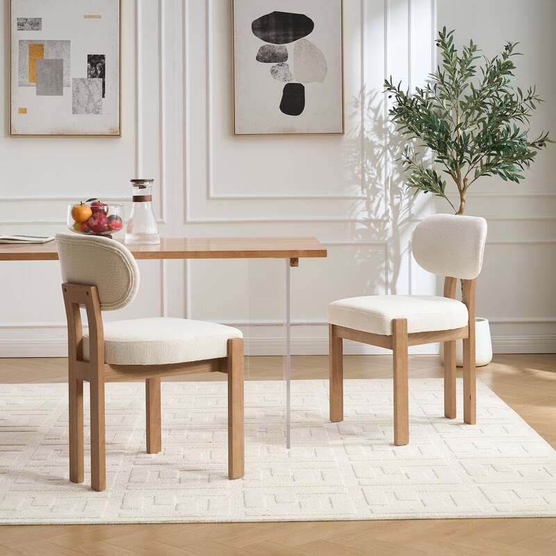 Wooden Dining Chairs Set of 2 , Fabric Upholstered Side Chair Farmhouse Kitchen Chairs for Dining Room, Breakfast Area
